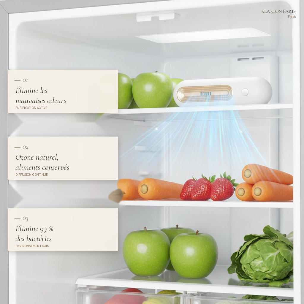 Klarion Fresh — Purificateur d'air pour réfrigérateur