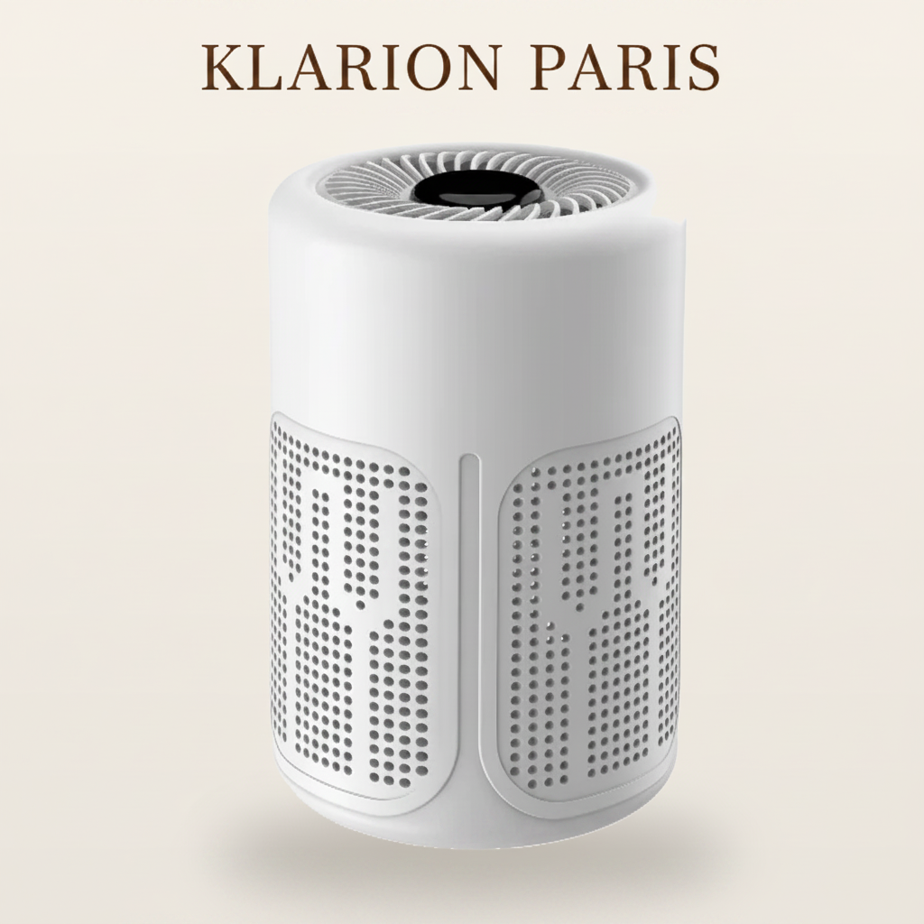 Klarion Paris – fond beige avec nom de marque